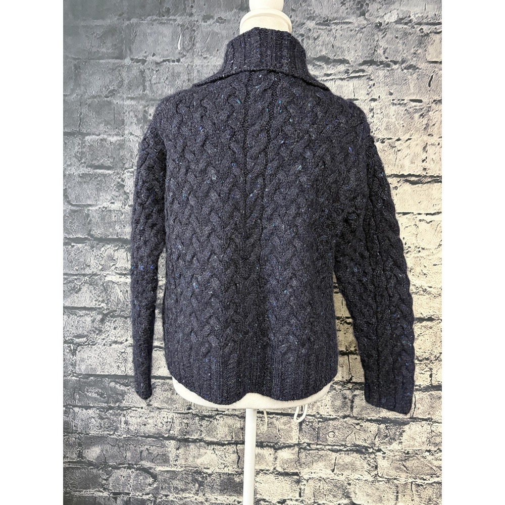 Blarney Woollen Mills Cardigan Sweater Womens M Gray Wool Cable Knit Collared - Picture 4 of 12